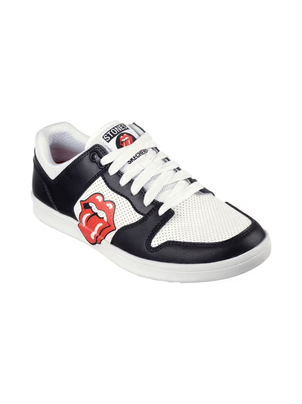 Skechers Black, White & Red Rolling Stones Low-Top Sneaker